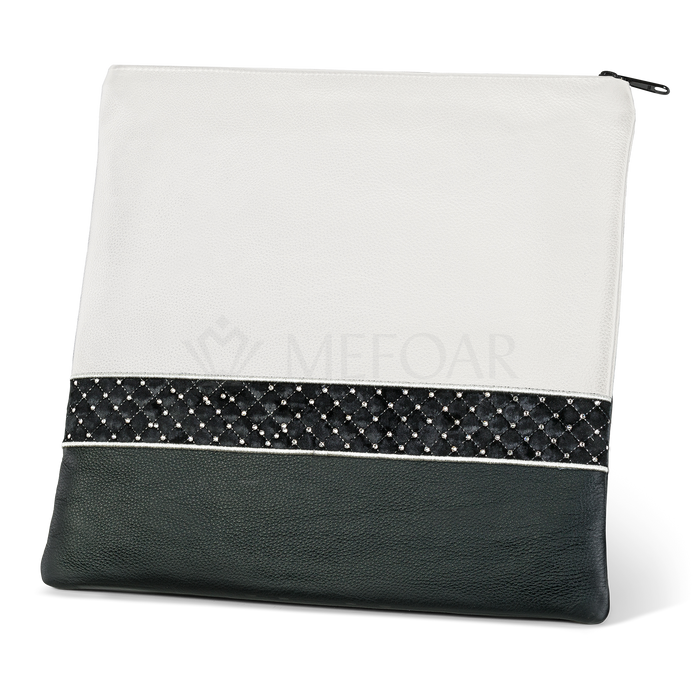 Tallis and Tefillin Bag Design #372 - Black Leather Two Tone - Tallis Bags | Judaica Square Lakewood