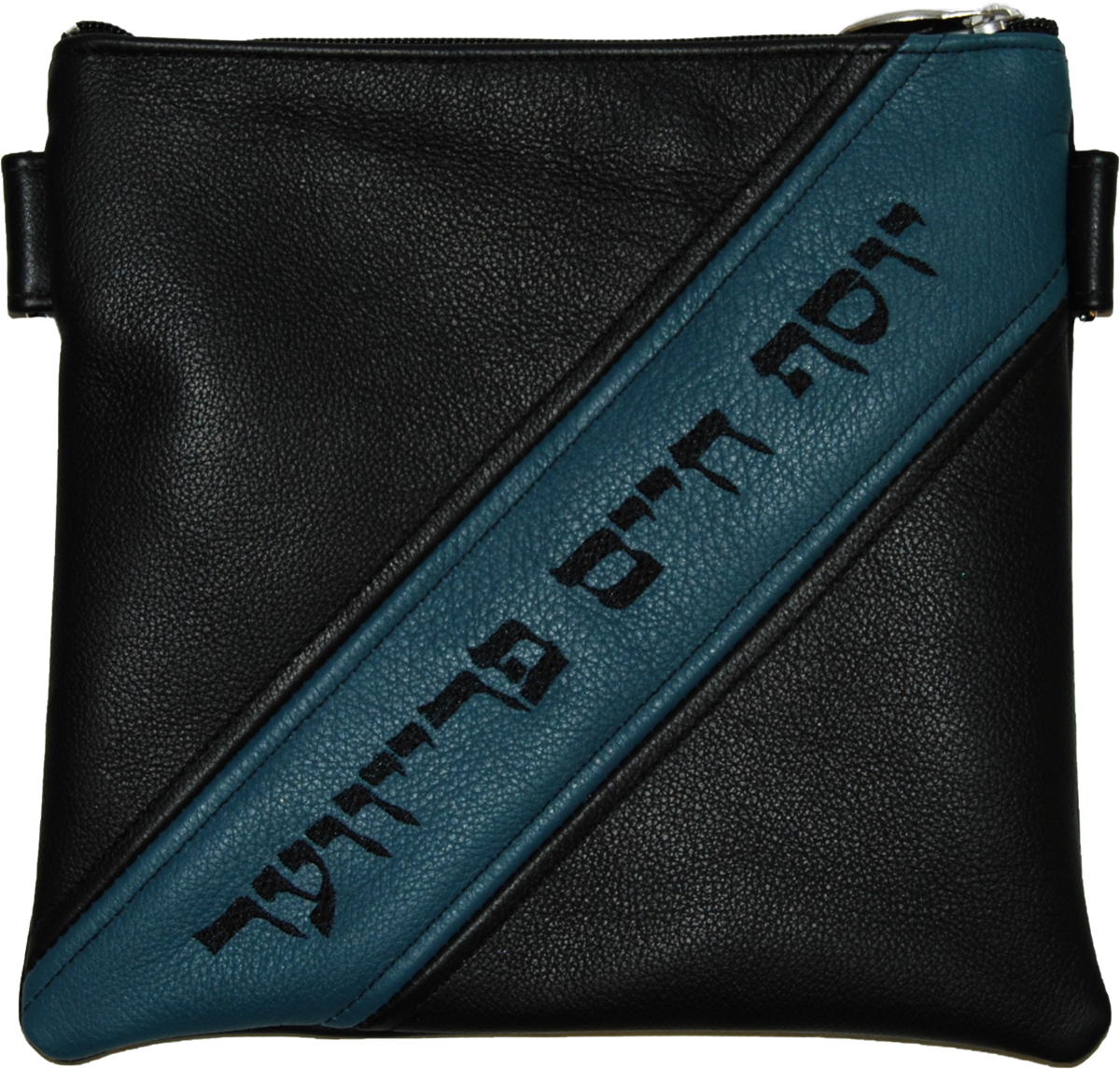 Prestige Leather Tallit & Tefillin Bag — Geometric Design, Contemporary Collection (380C-BK)
