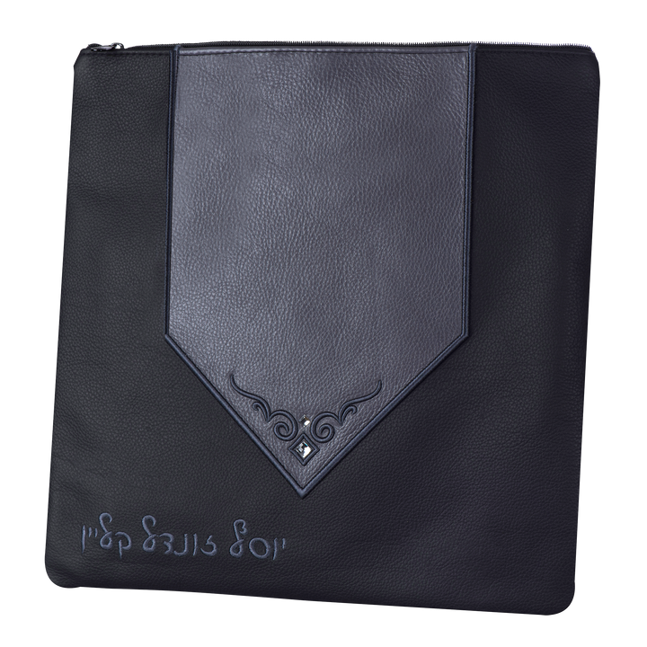 Design 380 black and livid two-tone leather tallis bag