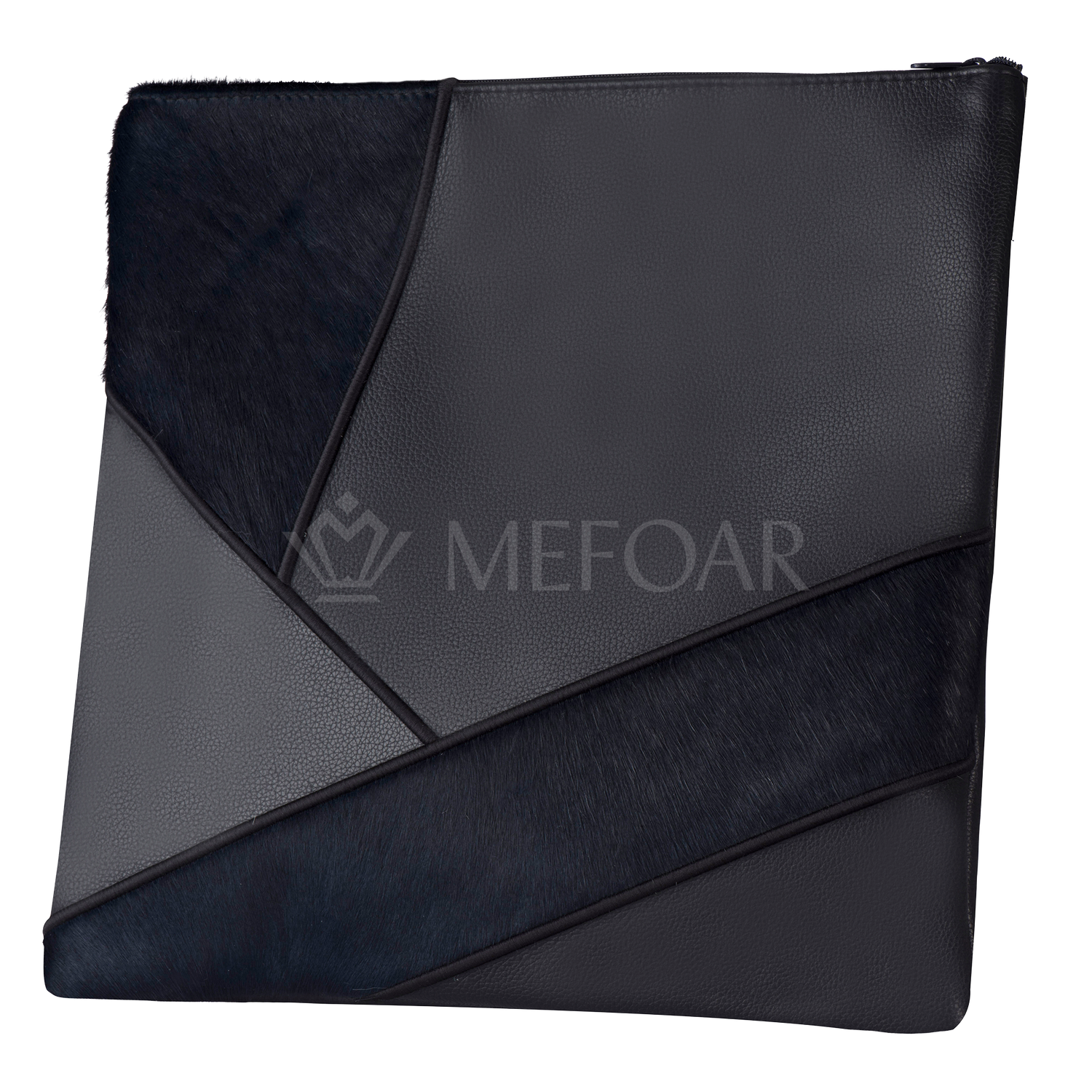 Tallis and Tefillin Bag Design #383 - Black Leather and Fur - Tallis Bags view 7 | Judaica Square Lakewood