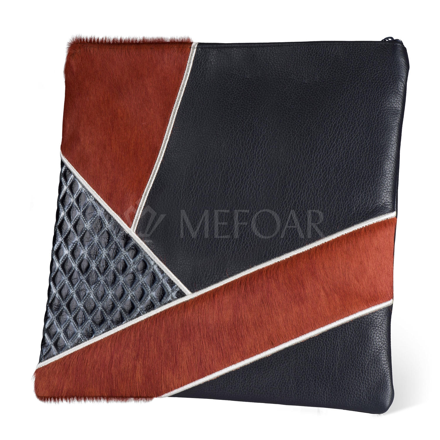 Tallis and Tefillin Bag Design #383 - Black Leather and Fur - Tallis Bags view 9 | Judaica Square Lakewood