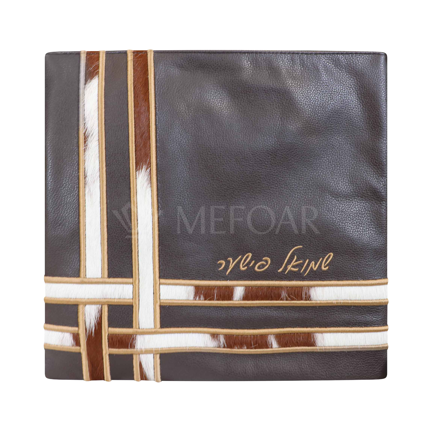 Tallis and Tefillin Bag Design #386 - Black Leather and Fur - Tallis Bags view 2 | Judaica Square Lakewood