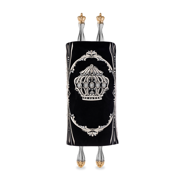 Velvet Torah Mantle - Style 1316 -Black - Torah Covers & Mantles
