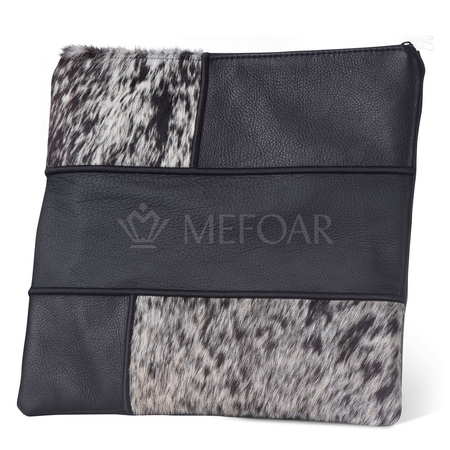Tallis and Tefillin Bag Design #390 - Black Leather and Fur - Tallis Bags view 3 | Judaica Square Lakewood