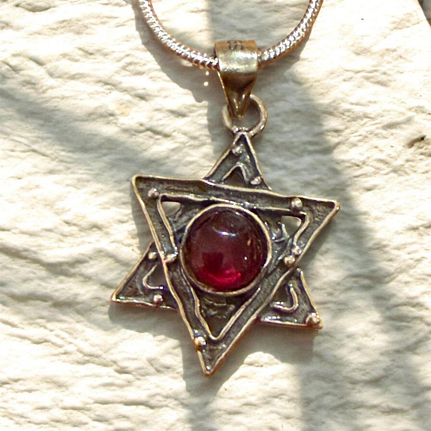 Sterling Star of David pendant with turquoise gemstone center | Judaica Square Lakewood (view 6)