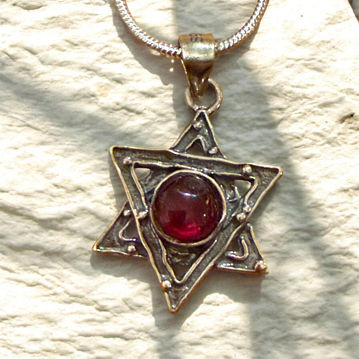 Sterling Star of David pendant with turquoise gemstone center | Judaica Square Lakewood (view 6)