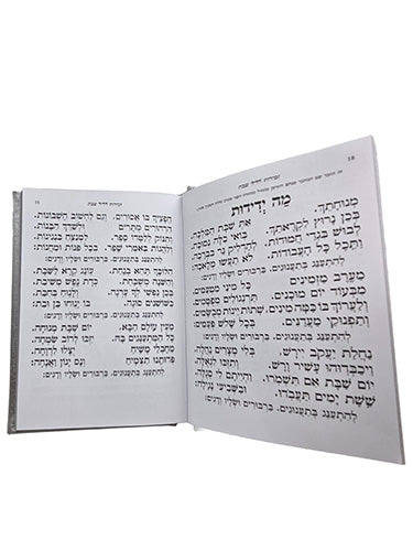 Open pages of the medium Zemiros Shabbos & Yom Tov, showing the Hebrew text layout