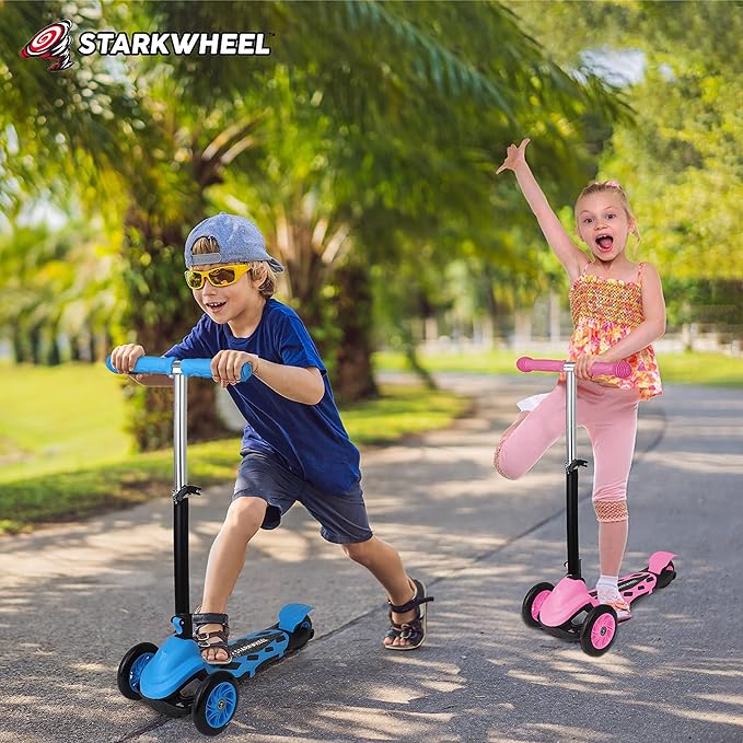 StarkWheel 3-Wheel Kick Scooter for Toddlers, Blue - Ages 3-6 — three-wheel toddler, view 4 | Judaica Square Lakewood