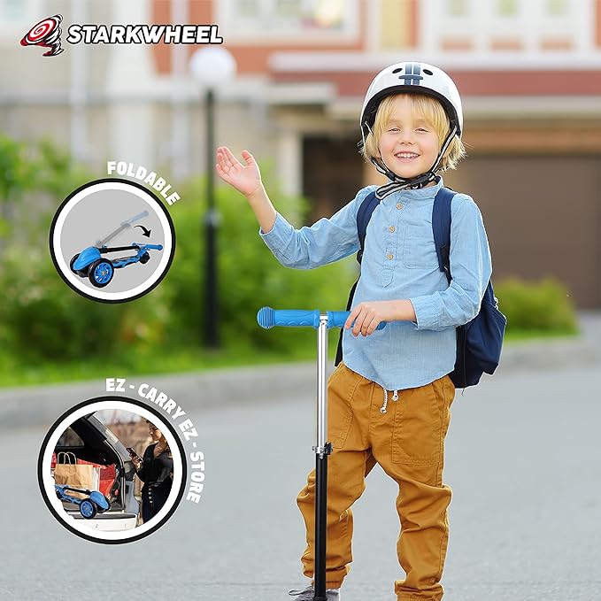 StarkWheel 3-Wheel Kick Scooter for Toddlers, Blue - Ages 3-6 — three-wheel toddler, view 5 | Judaica Square Lakewood