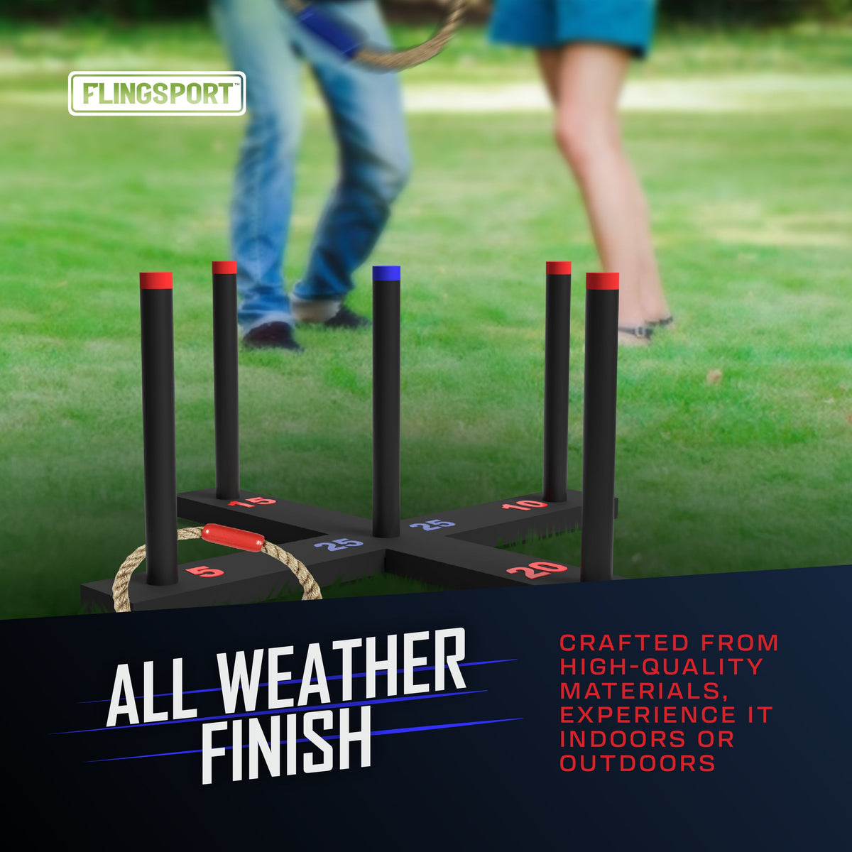FlingSport Ring Toss Game - Classic Outdoor & Indoor Family Game — product view, view 3 | Judaica Square Lakewood