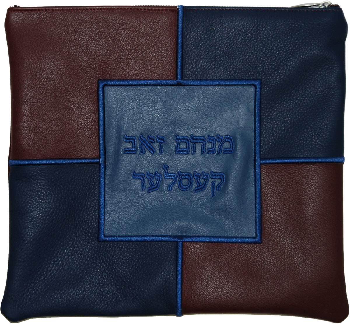 Prestige Leather Tallit & Tefillin Bag — Geometric & Colorblock Design, Exclusive Collection (400F-BG)