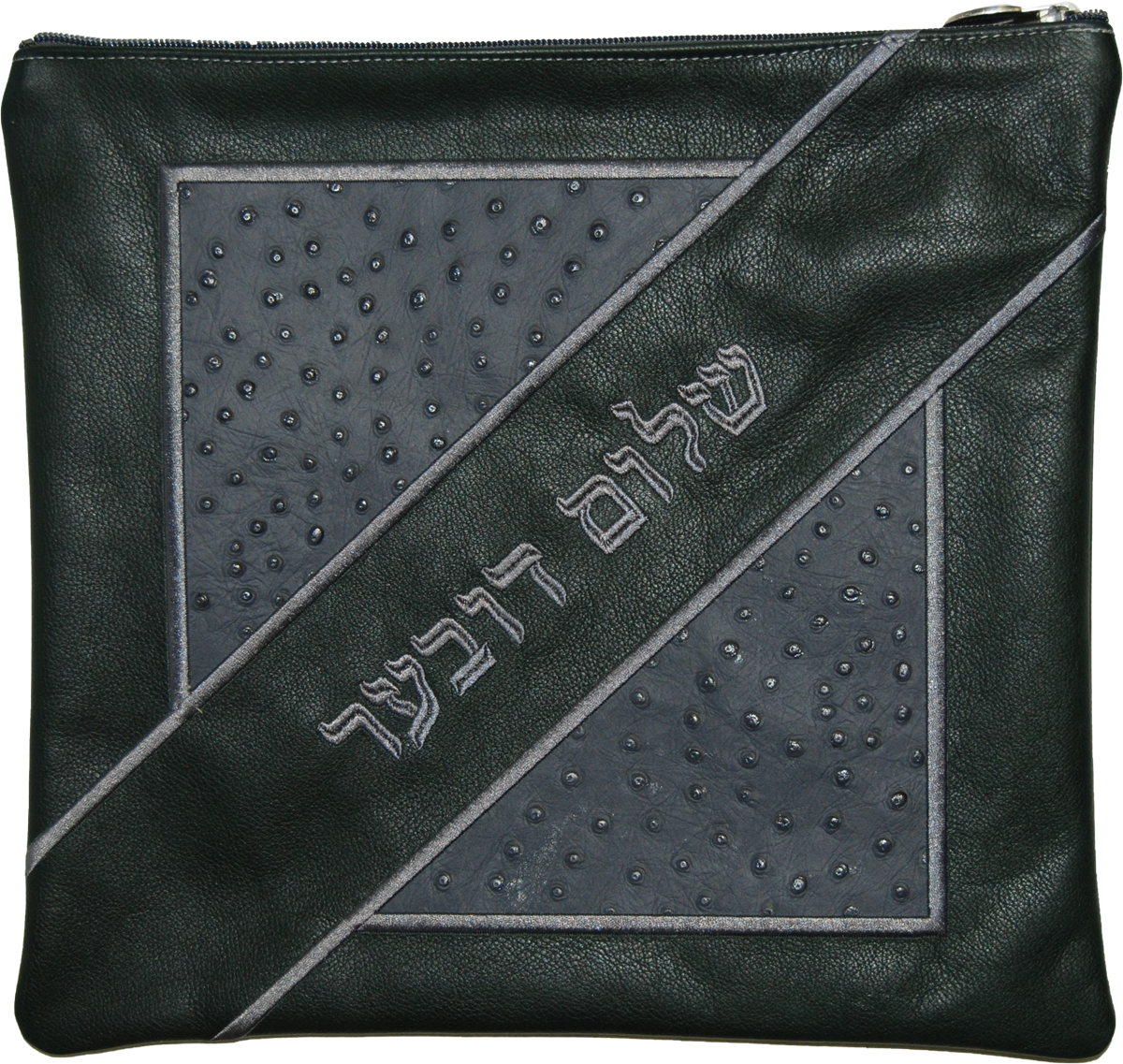 Prestige Ostrich Tallit & Tefillin Bag — Geometric & Ostrich Design, Exclusive Collection (405G-HG)