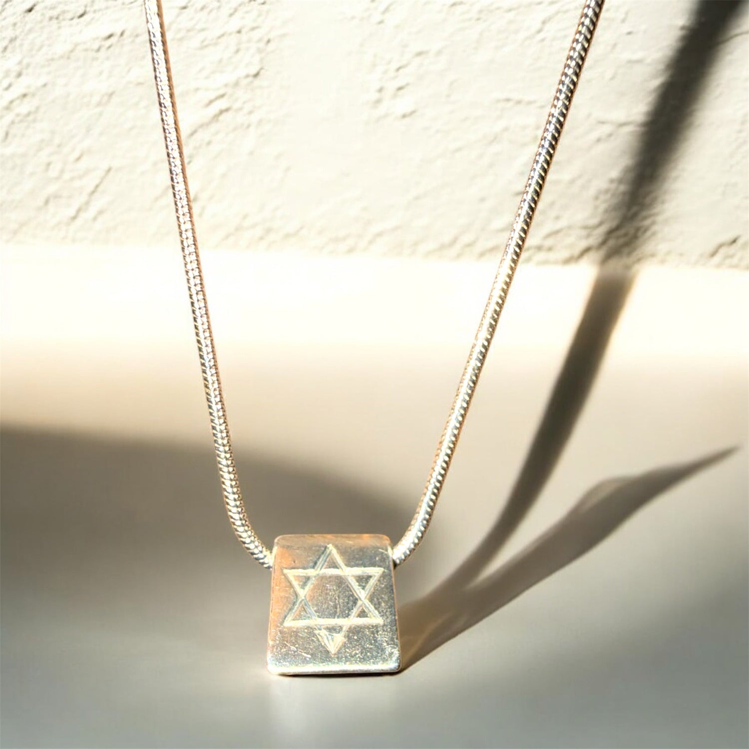 Vintage sterling charm bead with Star of David Chai and heart | Judaica Square Lakewood (view 2)