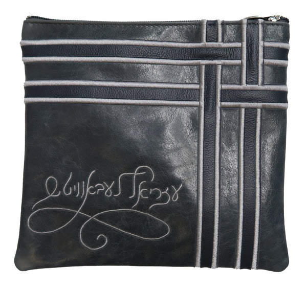 Prestige Leather Tallit & Tefillin Bag — Geometric & Crown Design, Exclusive Collection (415G-SM)