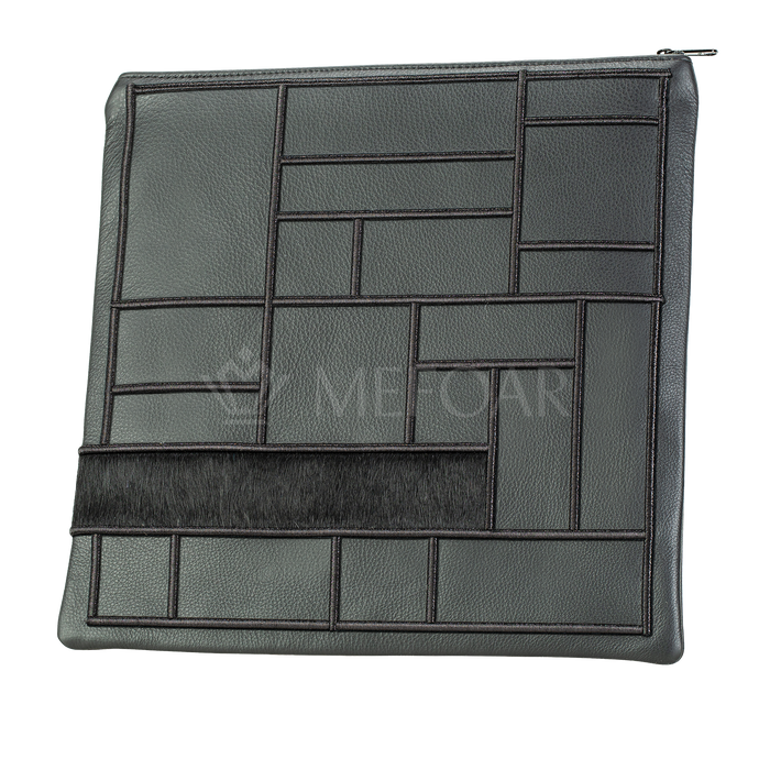 Tallis and Tefillin Bag Design #424 - Black Leather and Fur - Tallis Bags | Judaica Square Lakewood