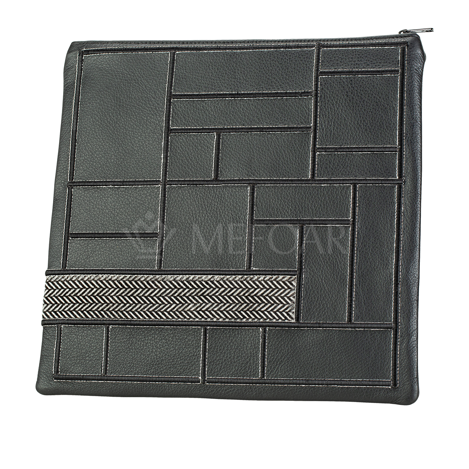 Tallis and Tefillin Bag Design #424 - Black Leather and Fur - Tallis Bags view 3 | Judaica Square Lakewood