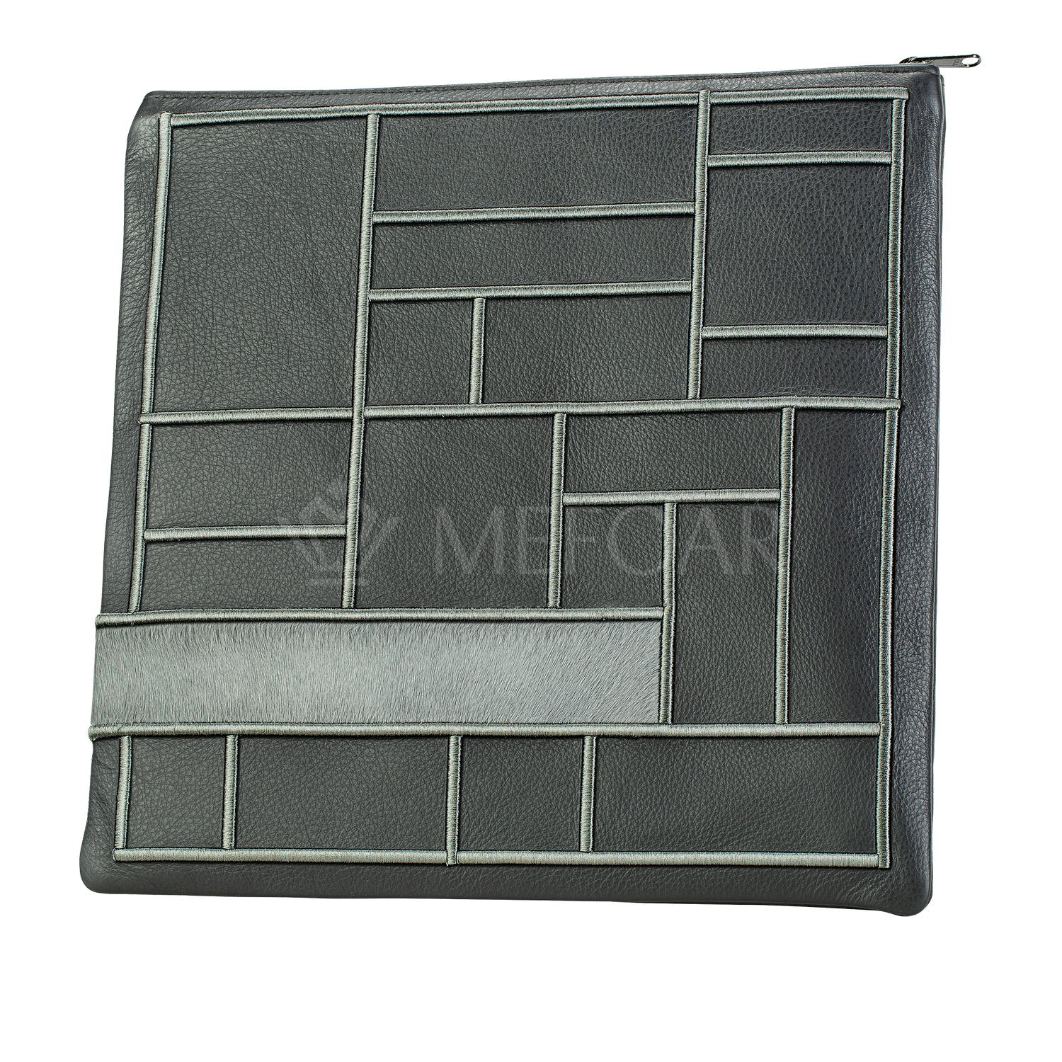 Tallis and Tefillin Bag Design #424 - Black Leather and Fur - Tallis Bags view 2 | Judaica Square Lakewood