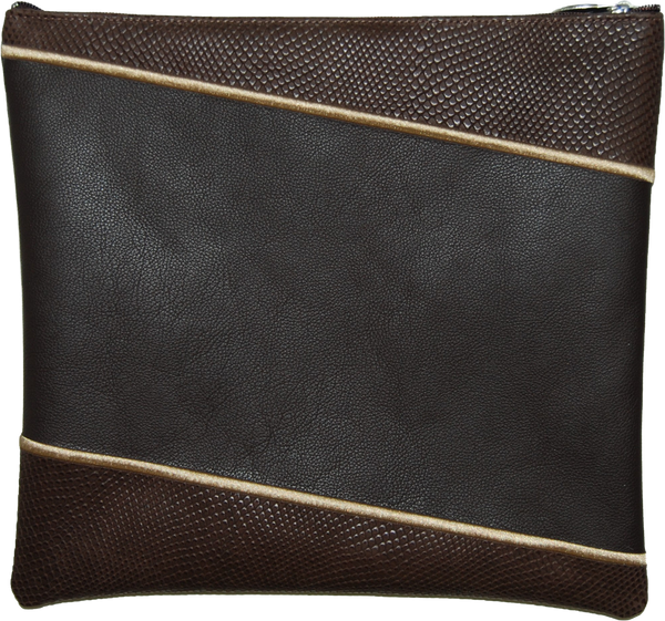 Prestige Leather Tallit & Tefillin Bag — Geometric Design, Regal Collection (425F-BR)