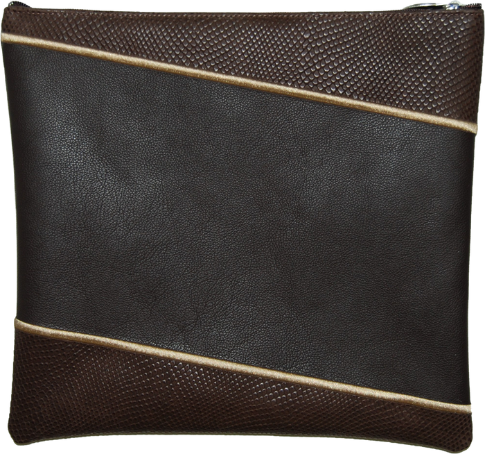 Prestige Leather Tallit & Tefillin Bag — Geometric Design, Regal Collection (425F-BR)