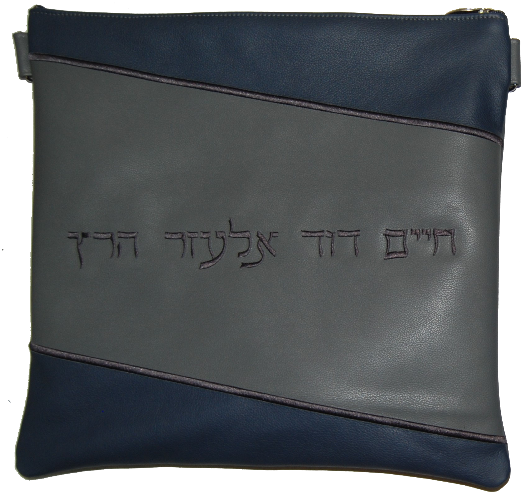 Prestige Leather Tallit & Tefillin Bag — Geometric Design, Prestige Collection (425D-LG)