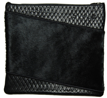 Prestige Leather Tallit & Tefillin Bag — Geometric & Diamond Design, Premier Collection (425I-BK2)