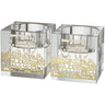 Crystal Tealight Holders w/ Gold Jerusalem Design-5cm (CS-42622)