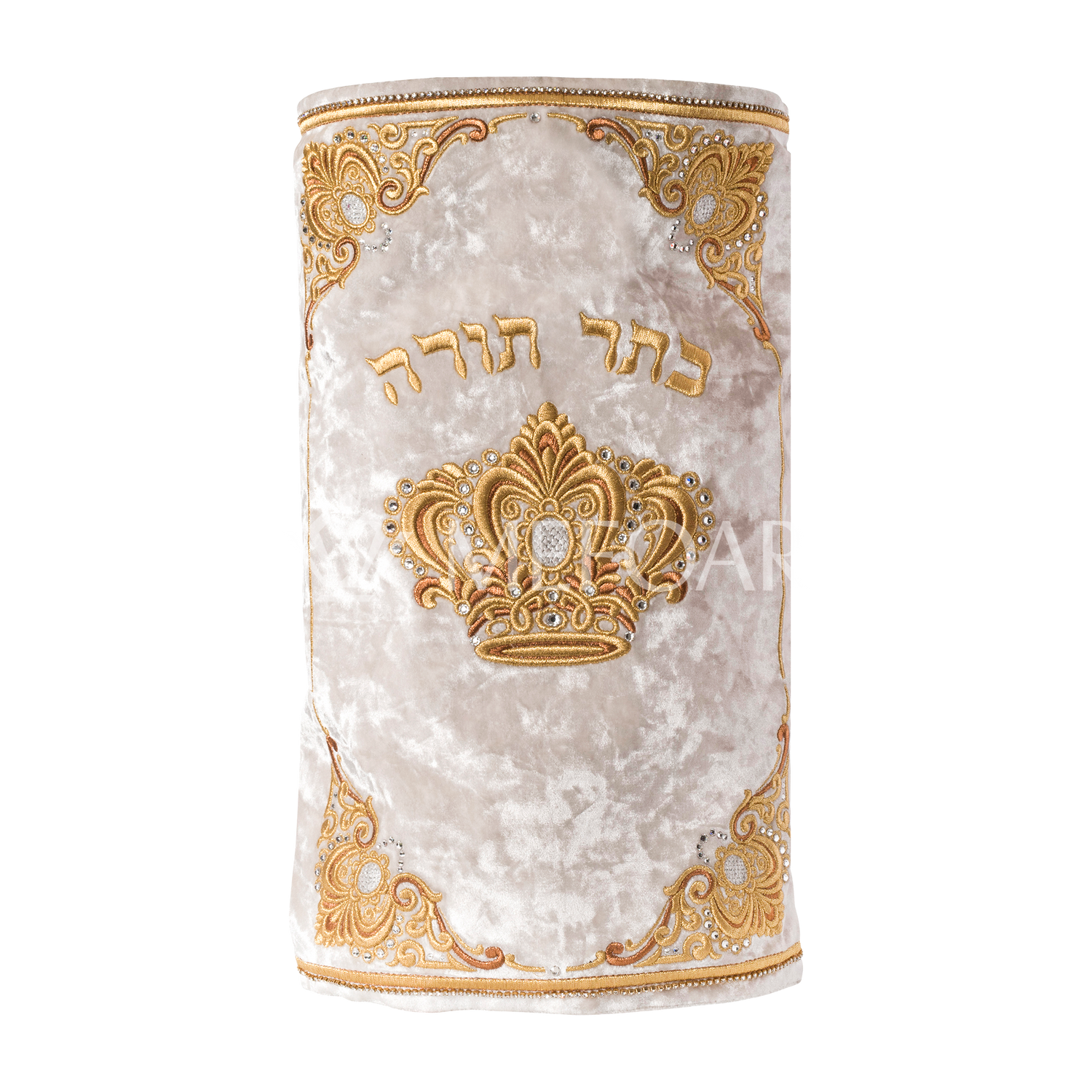 Velvet Torah Mantle - Style 273 - White - Image 3