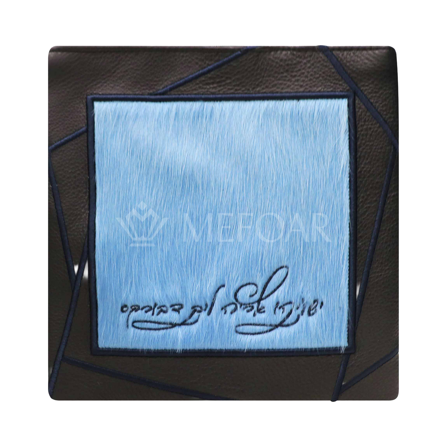 Tallis and Tefillin Bag Design #430 - Black Leather and Fur - Tallis Bags view 3 | Judaica Square Lakewood