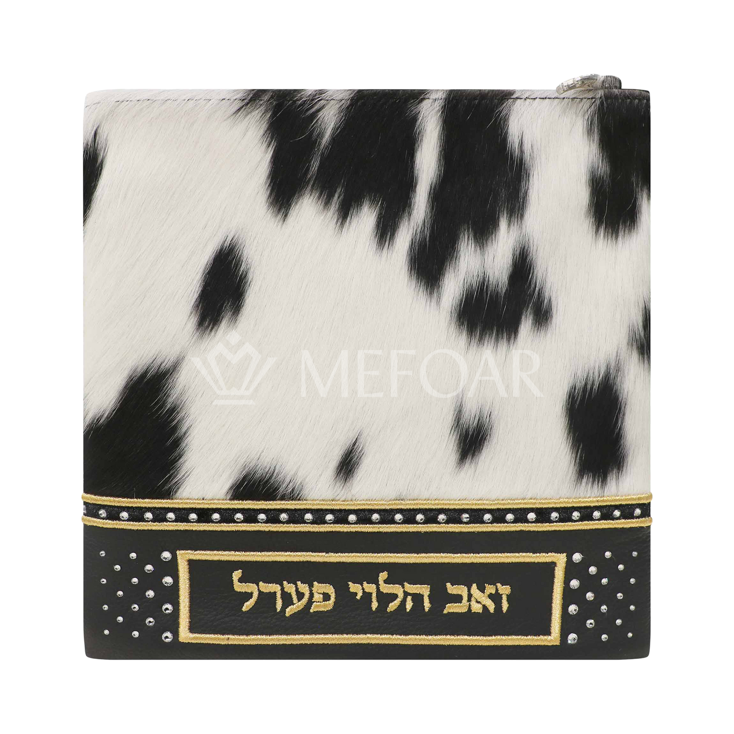 Tallis and Tefillin Bag Design #432 - Black Leather and Fur - Tallis Bags view 2 | Judaica Square Lakewood