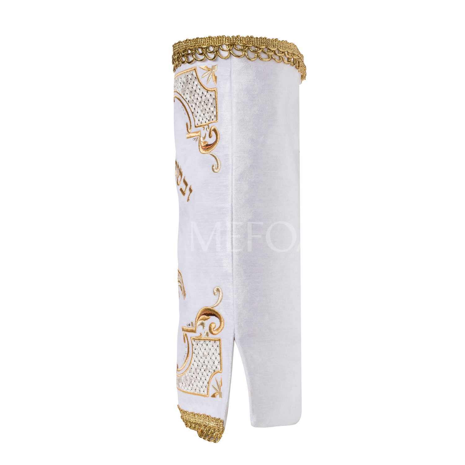 Velvet Torah Mantle - Style Shofar-White - Image 4