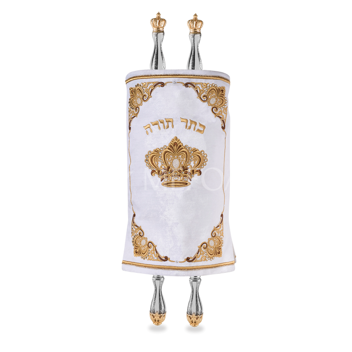 Velvet Torah Mantle - Style #273 - White