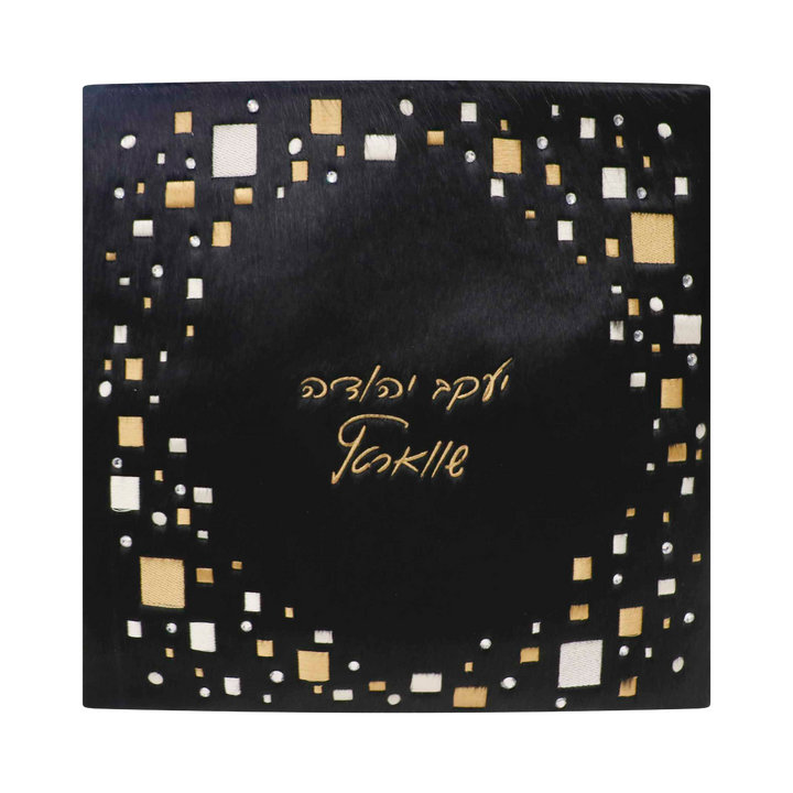 Design 460 solid black fur tallis and tefillin bag set