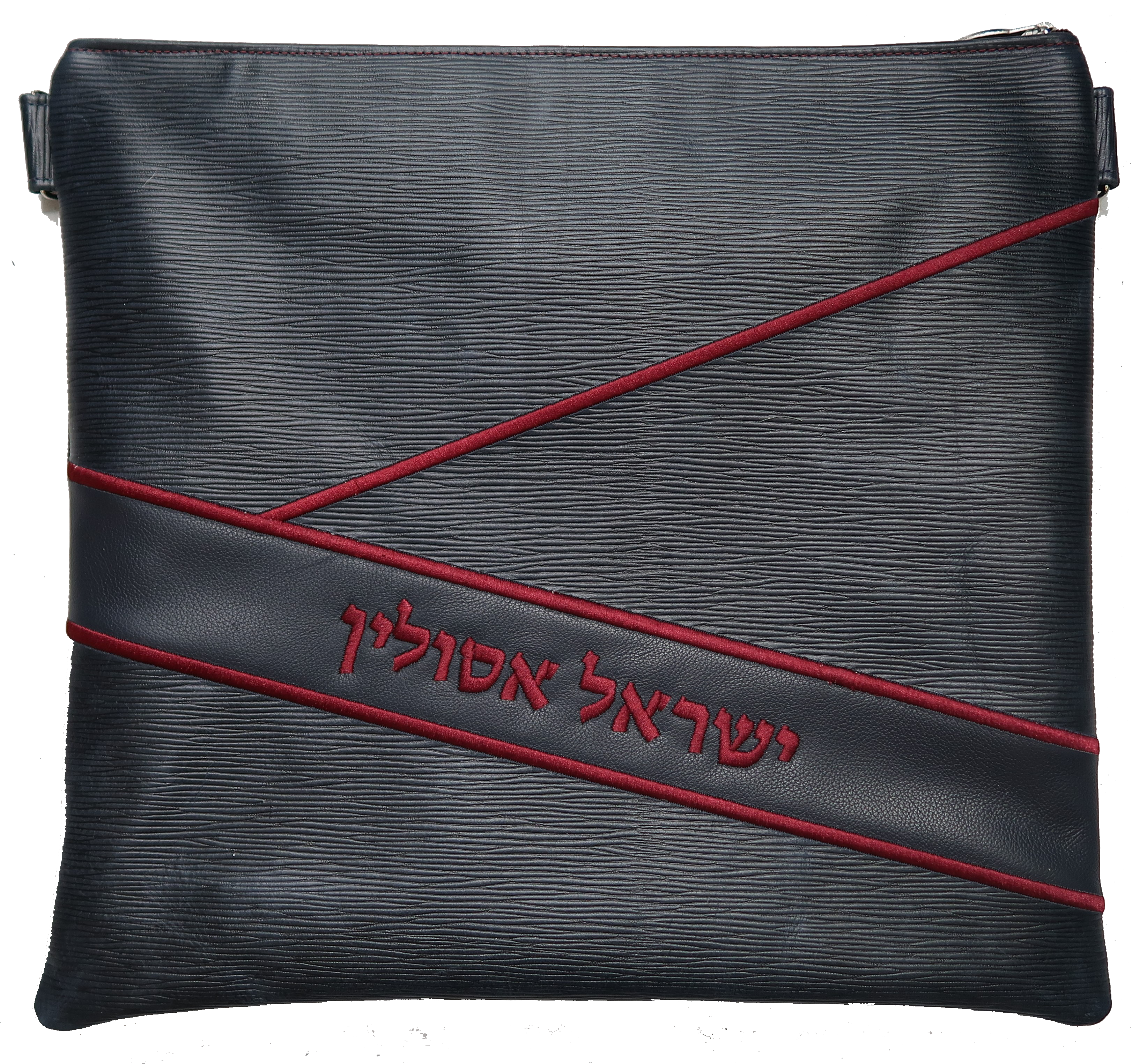 Prestige Leather Tallit & Tefillin Bag — Geometric & Crown Design, Exclusive Collection (470G-NV2)