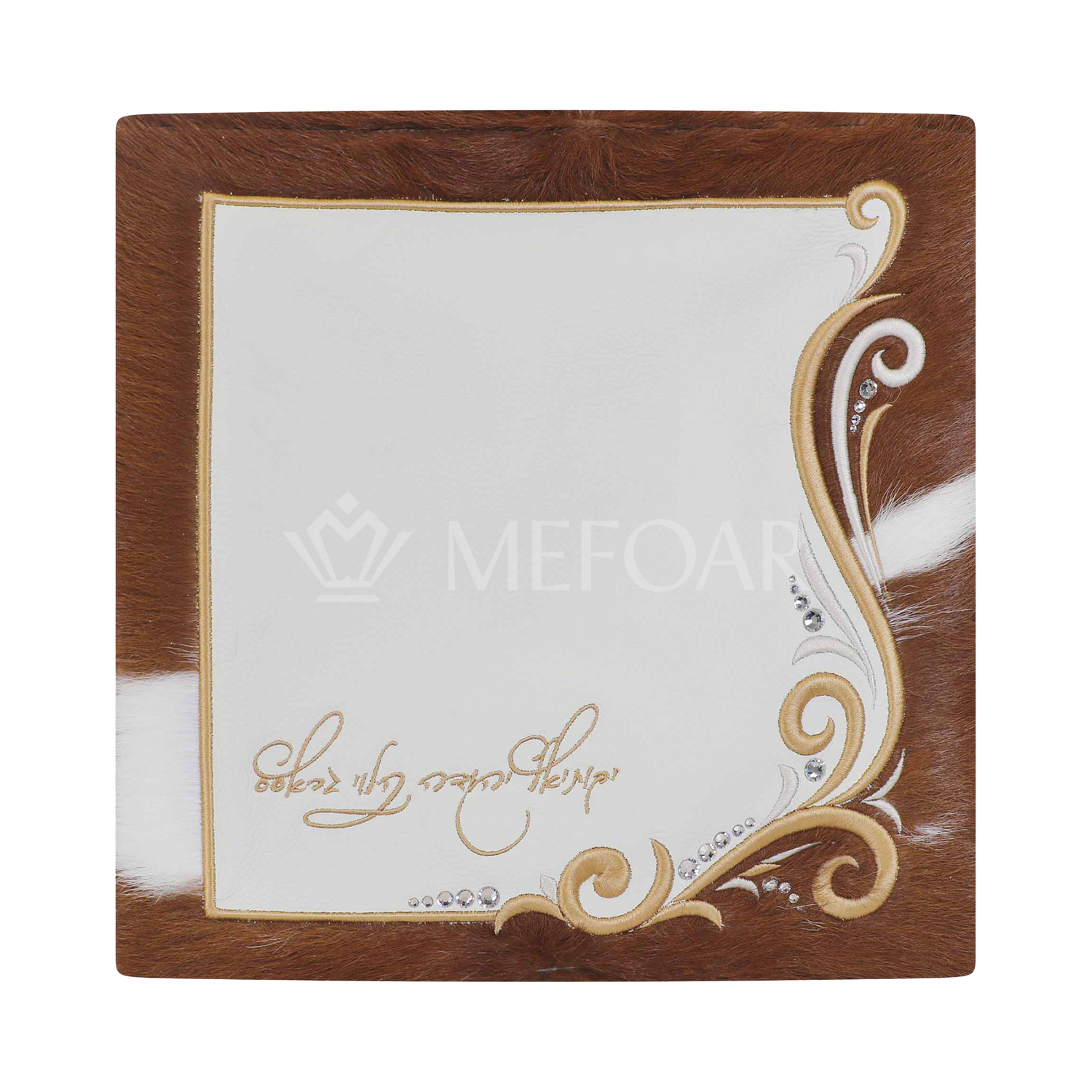 Tallis and Tefillin Bag Design #478 - White Leather and Fur - Tallis Bags view 2 | Judaica Square Lakewood