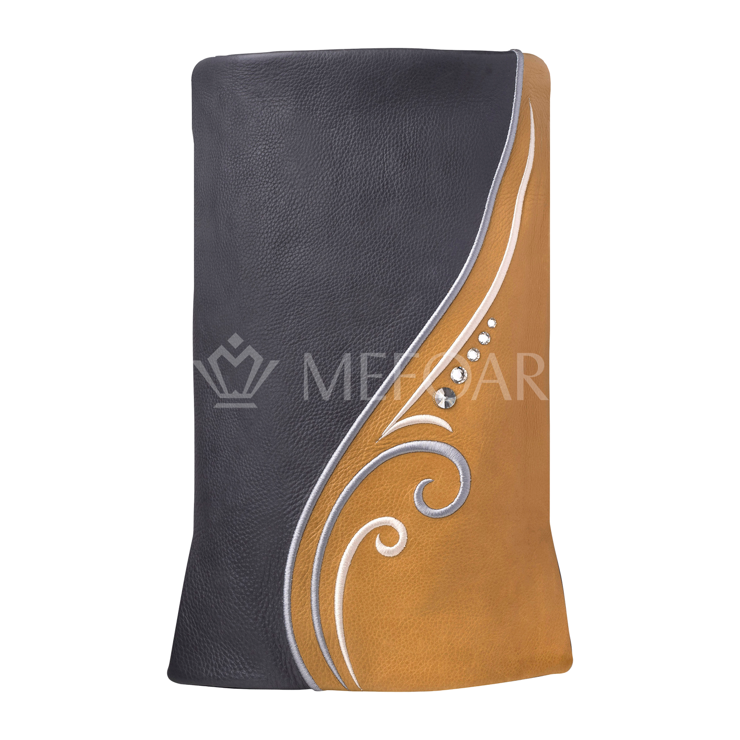 Leather Torah Mantle - Style 359-Grey and Tan - Image 2