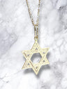 Etched sterling silver Star of David pendant on a figaro chain necklace | Judaica Square Lakewood