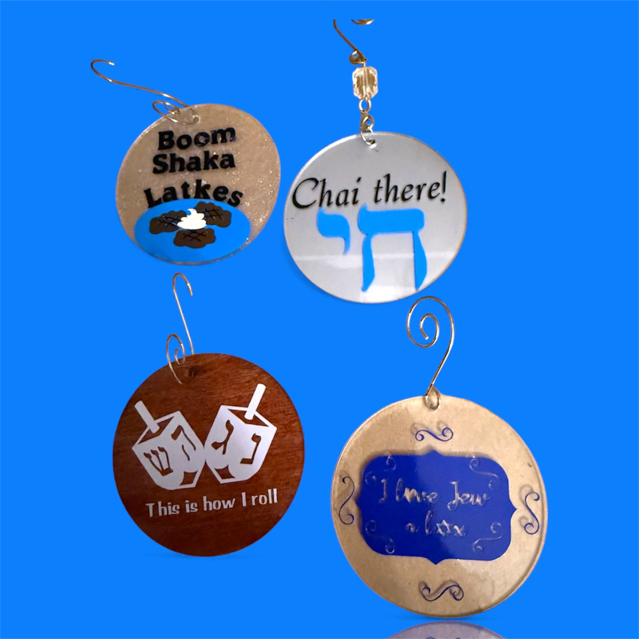 Wooden Shofar So Good pun ornament painted with beads and wire | Judaica Square Lakewood (view 16)