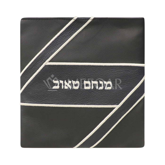 Tallis and Tefillin Bag Design #490 - Black two - tone leather - Tallis Bags | Judaica Square Lakewood