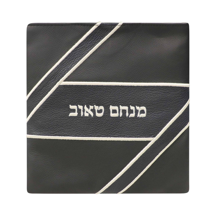 Design 490 two-tone leather tallis and tefillin bag in black