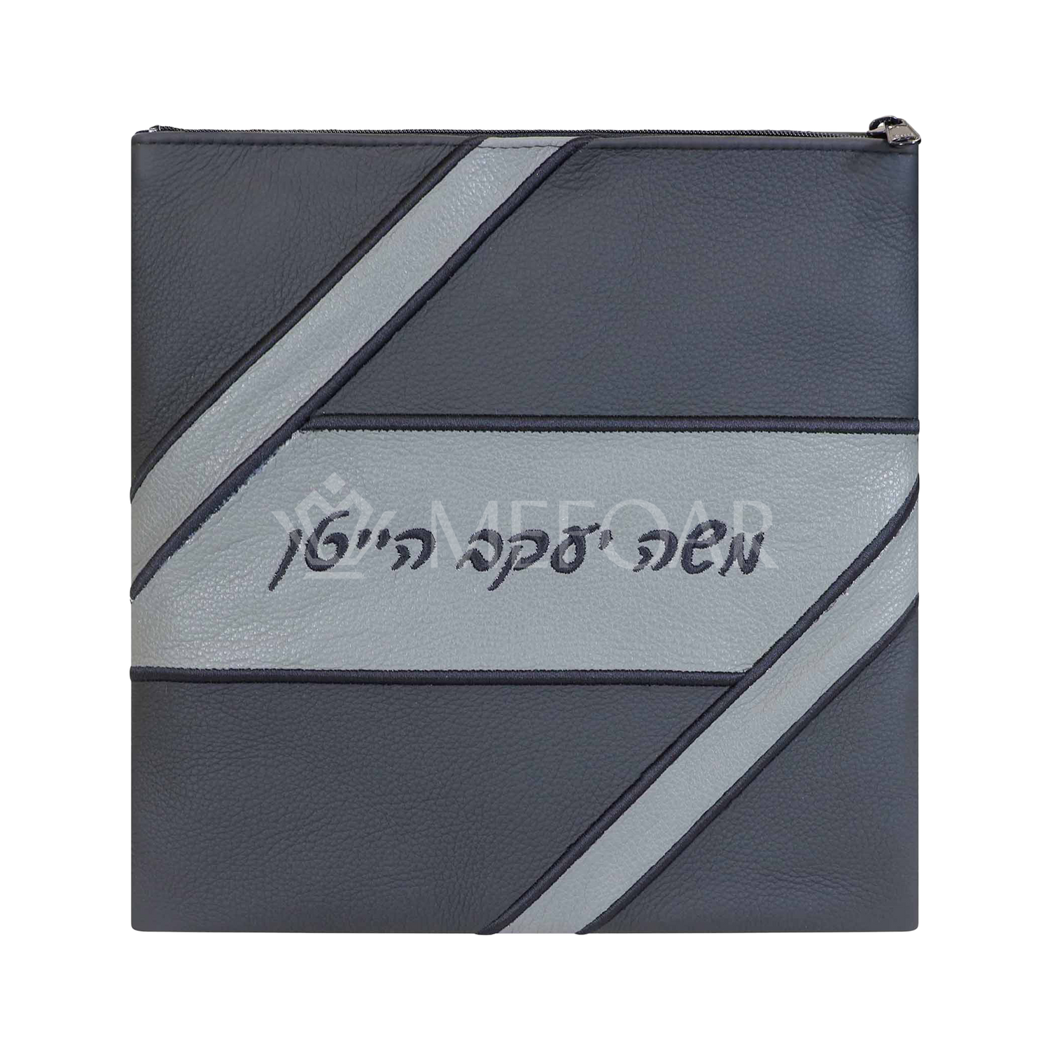 Tallis and Tefillin Bag Design #490 - Black two - tone leather - Tallis Bags view 2 | Judaica Square Lakewood