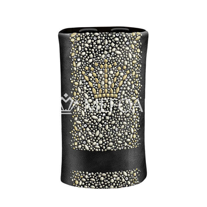 Leather and Fur Torah Mantle #492 - Black - Torah Mantles | Judaica Square Lakewood