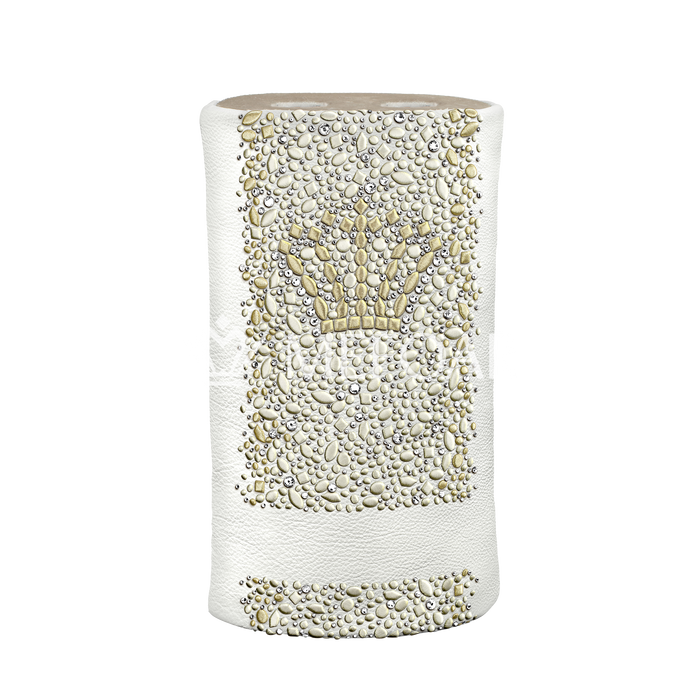 Leather and Fur Torah Mantle #492 - White - Torah Mantles | Judaica Square Lakewood