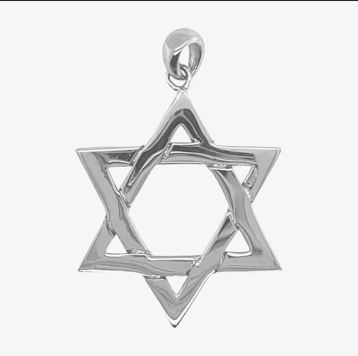 Large woven sterling silver Magen David pendant on a rope chain | Judaica Square Lakewood (view 8)