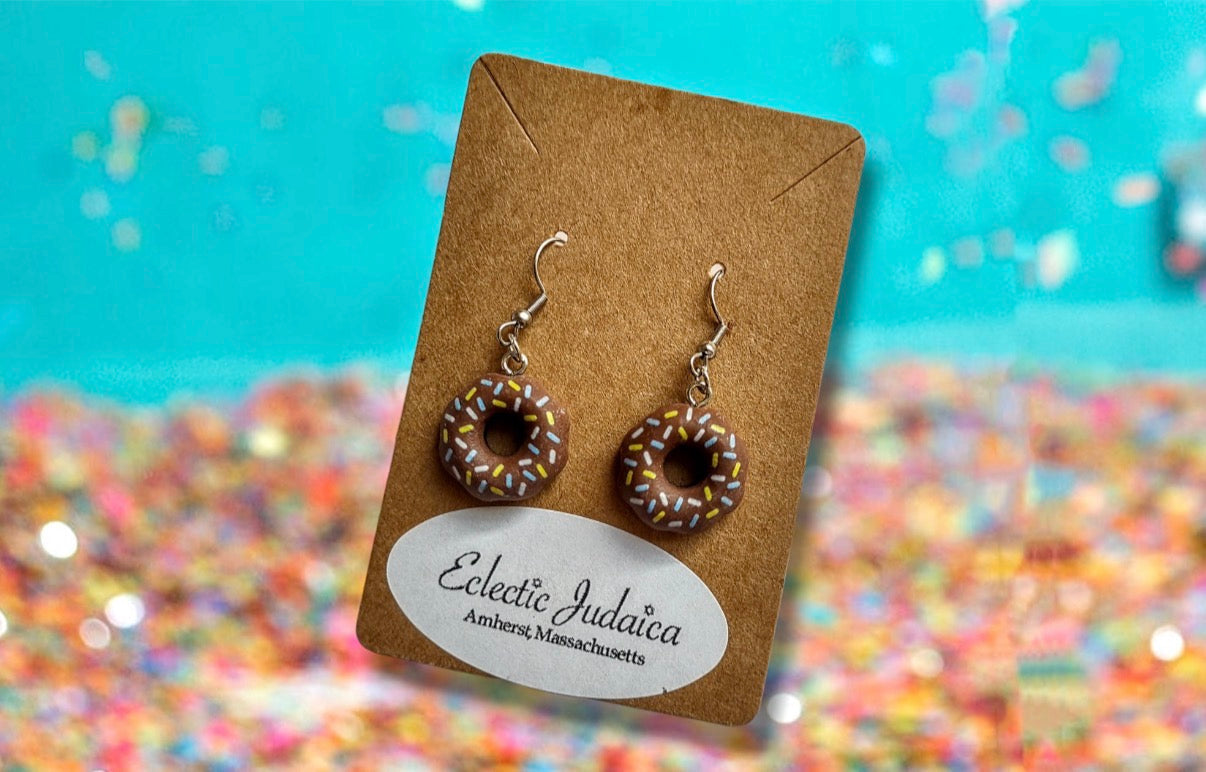 Sprinkle Donut Earrings — frosted donuts with rainbow sprinkles | Judaica Square Lakewood (view 12)