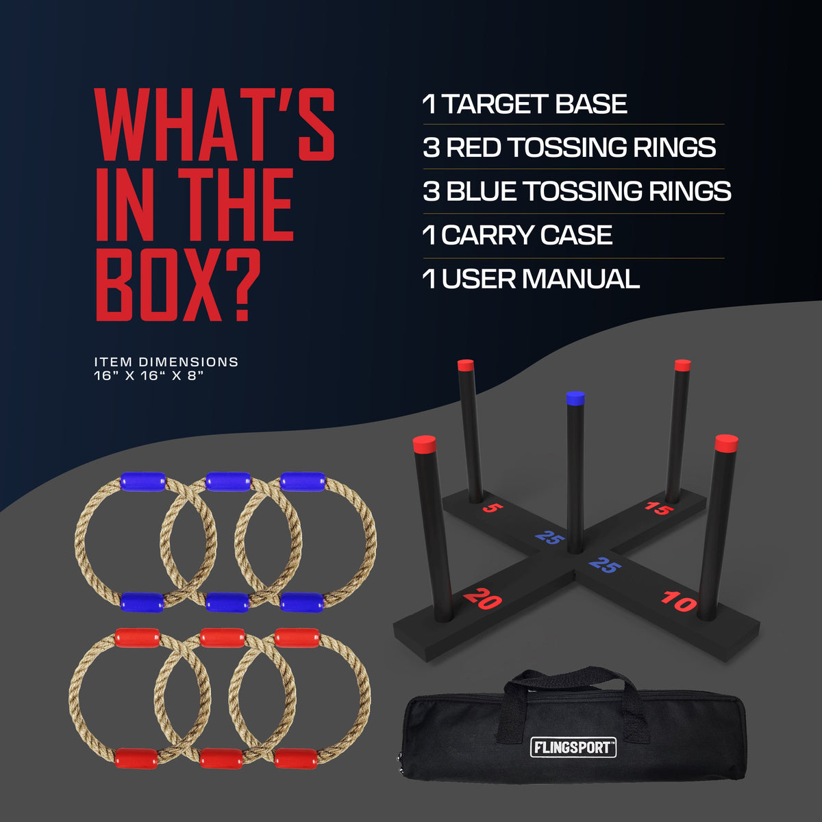 FlingSport Ring Toss Game - Classic Outdoor & Indoor Family Game — product view, view 4 | Judaica Square Lakewood