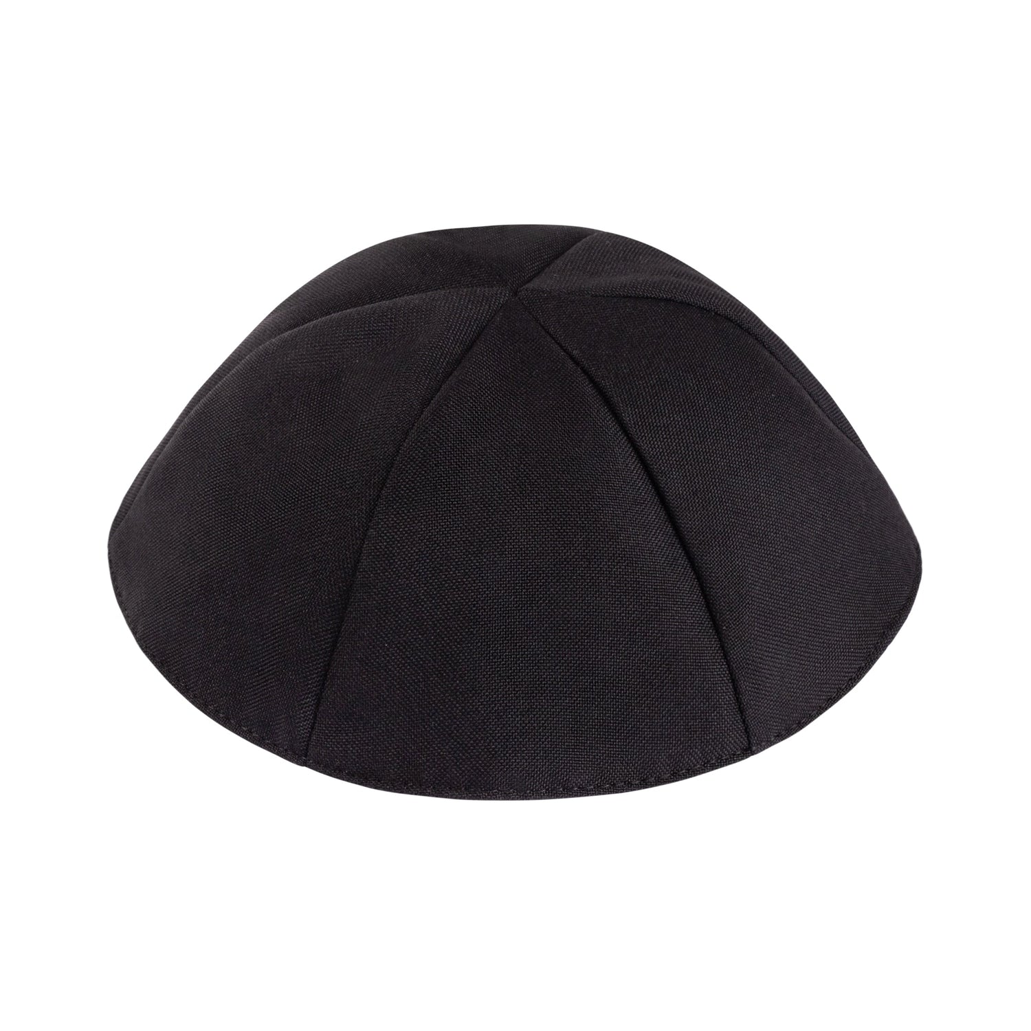 Black Terylene Kippah - side view showing six-panel design