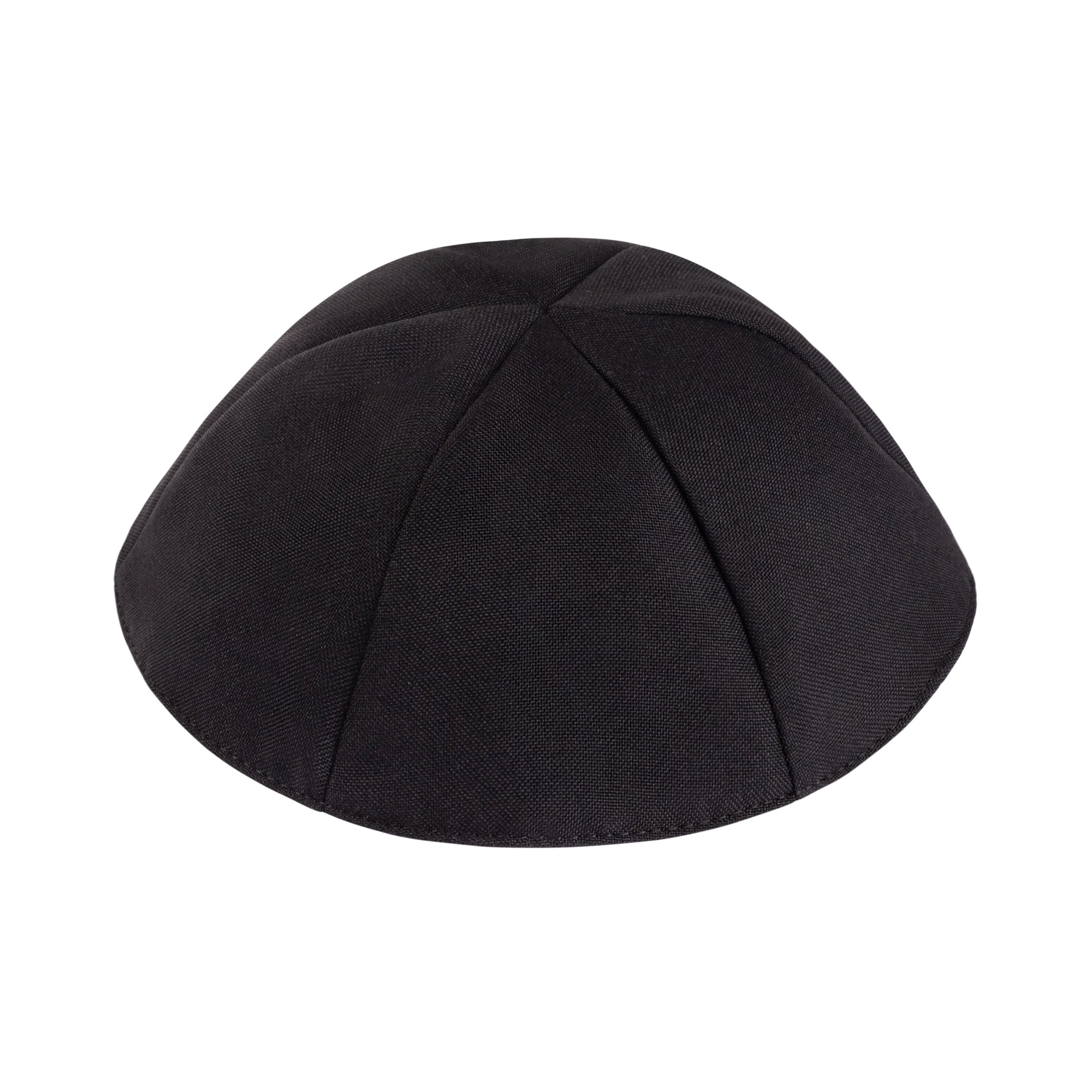 Black Terylene Kippah - side view showing six-panel design
