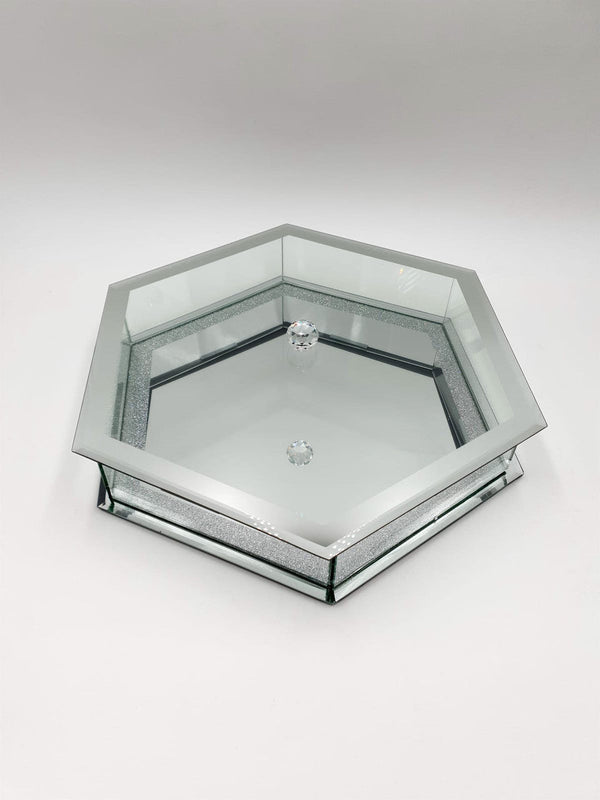 Glass Matzah Box-Hexagon (P-12245)