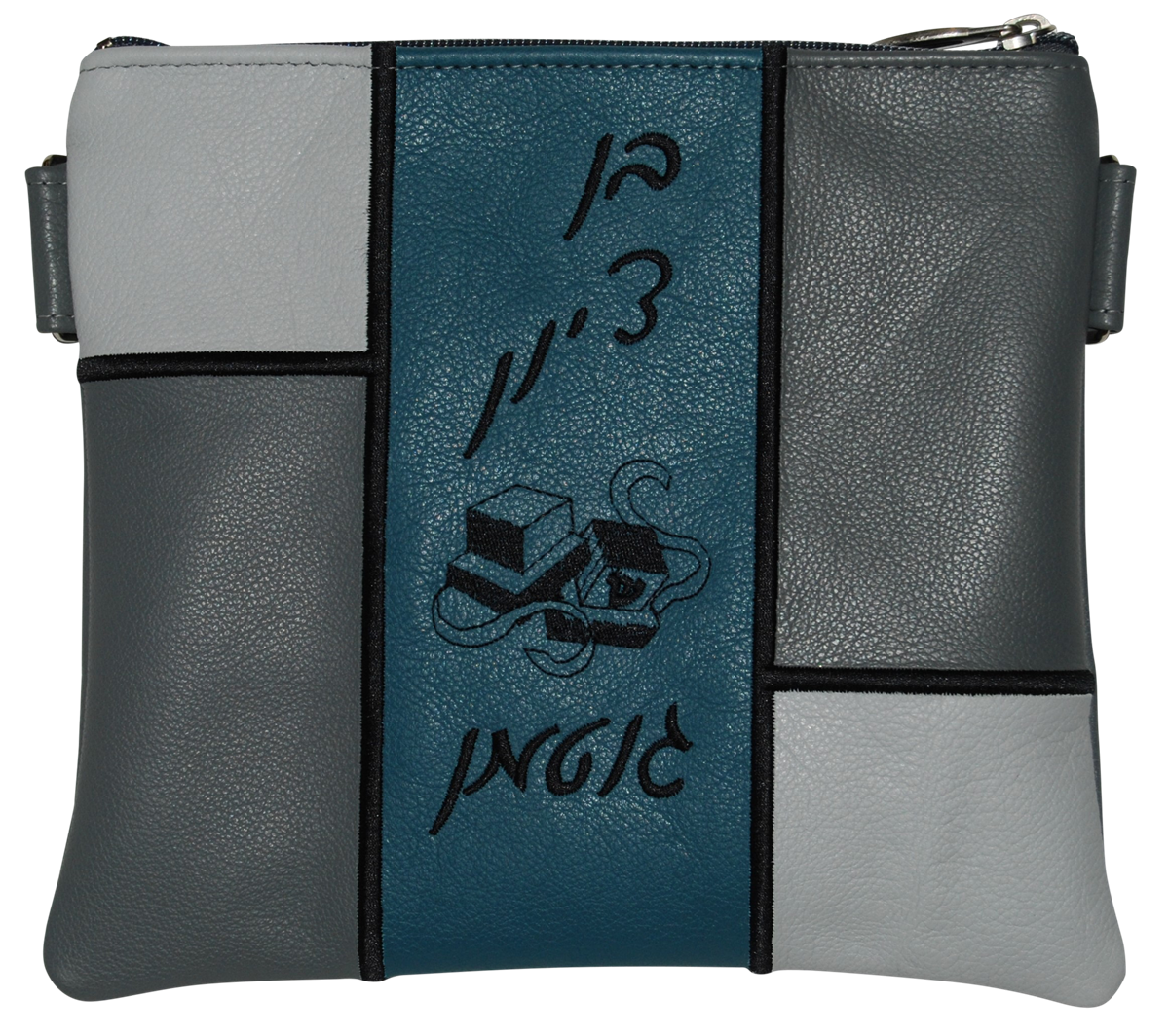 Prestige Leather Tallit & Tefillin Bag — Geometric & Colorblock Design, Regal Collection (500F-TL4)