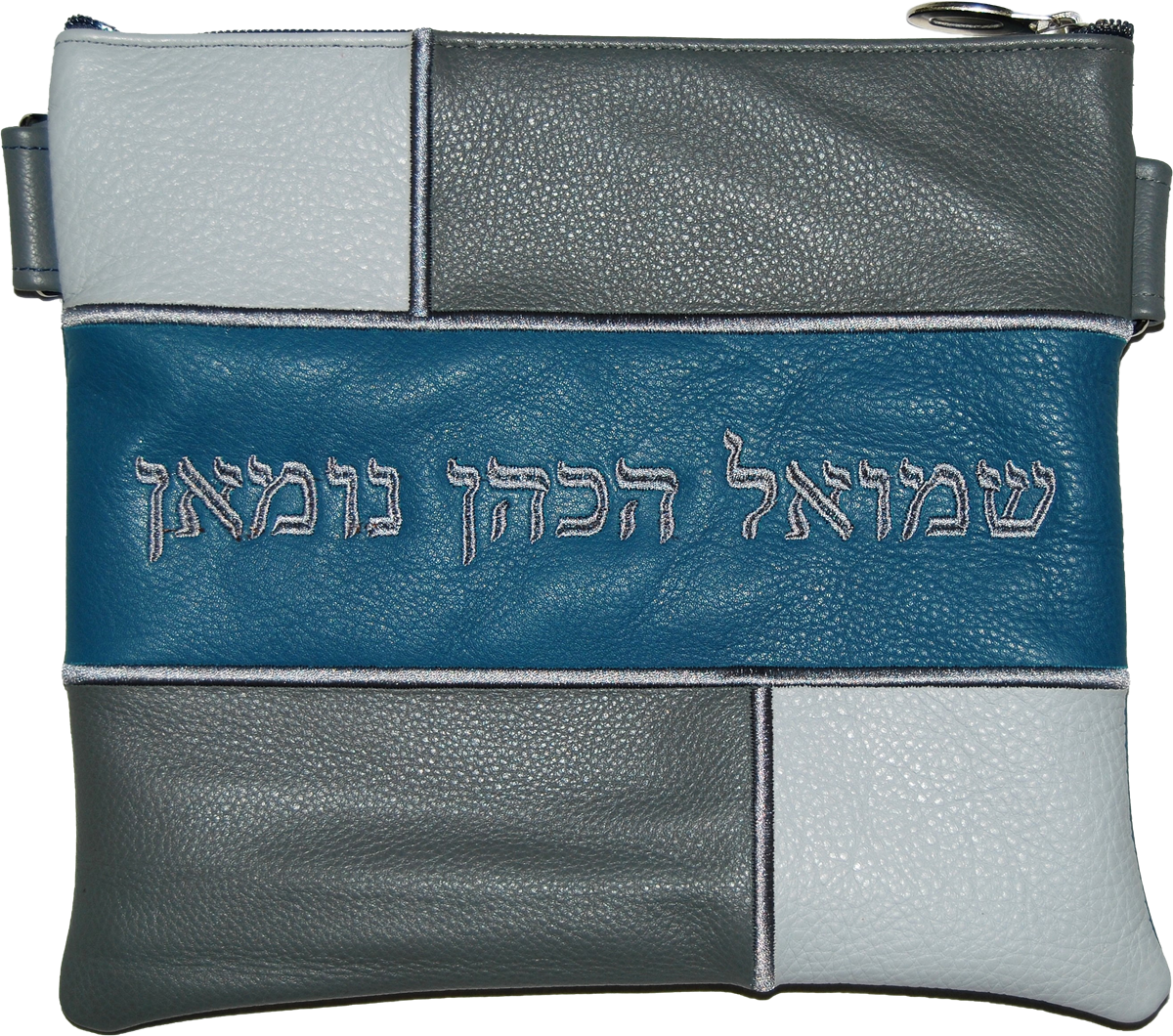 Prestige Leather Tallit & Tefillin Bag — Geometric & Colorblock Design, Regal Collection (500F-TL)